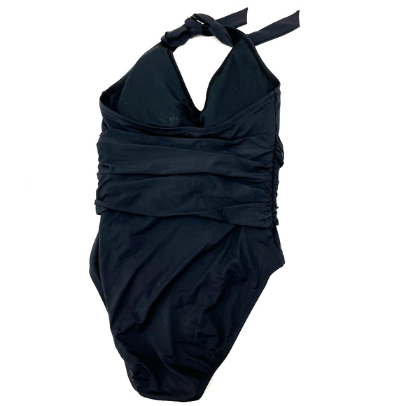 Bleu Rod Beattie Solid Black Twist Front Swimsuit Black Tummy Control Size 6 - Picture 3 of 4
